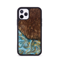iPhone 11 Pro Wood Phone Case - Tonya (Teal & Gold, 801652)