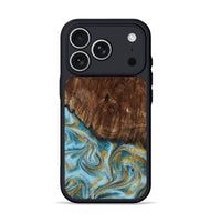 iPhone 17 Pro Wood Phone Case - Tonya (Teal & Gold, 801652)