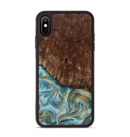 iPhone Xs Max Wood Phone Case - Tonya (Teal & Gold, 801652)