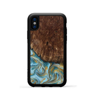 iPhone Xs Wood Phone Case - Tonya (Teal & Gold, 801652)