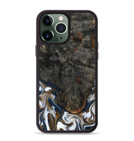 iPhone 13 Pro Max Wood Phone Case - Tracee (Teal & Gold, 801675)