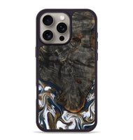iPhone 16 Pro Max Wood Phone Case - Tracee (Teal & Gold, 801675)