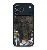iPhone 17 Pro Max Wood Phone Case - Tracee (Teal & Gold, 801675)