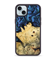 iPhone 15 Plus Wood Phone Case - Davian (Blue, 801727)