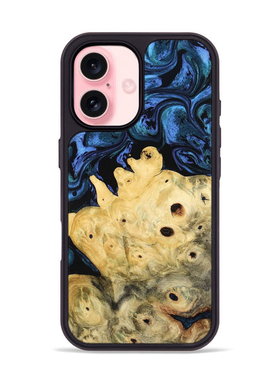 iPhone 16 Wood Phone Case - Davian (Blue, 801727)