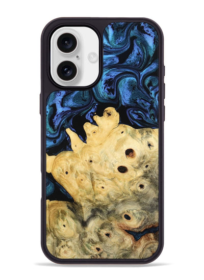 iPhone 16 Plus Wood Phone Case - Davian (Blue, 801727)
