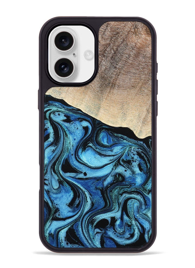 iPhone 16 Plus Wood Phone Case - Elza (Blue, 801735)