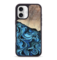 iPhone 16 Plus Wood Phone Case - Elza (Blue, 801735)