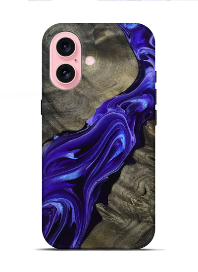 iPhone 16 Wood Live Edge Phone Case - Lora (Purple, 801743)