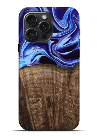 iPhone 16 Pro Max Wood Live Edge Phone Case - Stoney (Blue, 801744)
