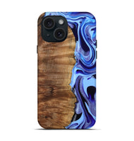 iPhone 15 Wood Live Edge Phone Case - Flynn (Blue, 801745)