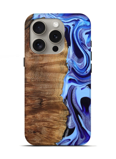 iPhone 16 Pro Wood Live Edge Phone Case - Flynn (Blue, 801745)