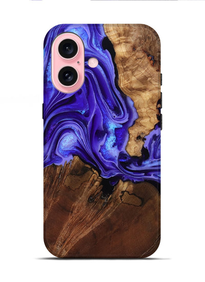 iPhone 16 Wood Live Edge Phone Case - Nyomi (Purple, 801746)