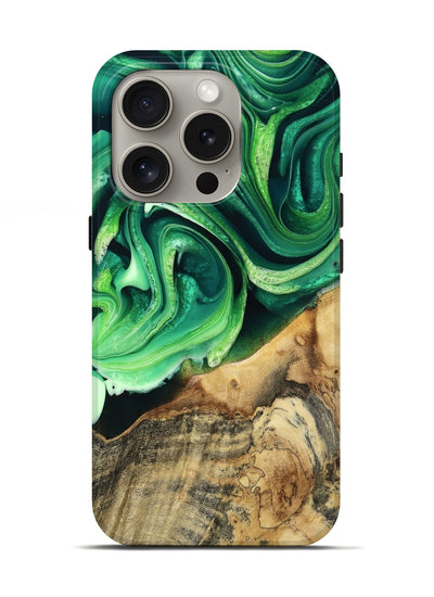 iPhone 16 Pro Wood Live Edge Phone Case - Wade (Green, 801749)