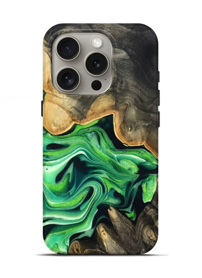 iPhone 16 Pro Wood Live Edge Phone Case - Marques (Green, 801750)