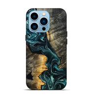 iPhone 14 Pro Wood Live Edge Phone Case - Misti (Blue, 801751)