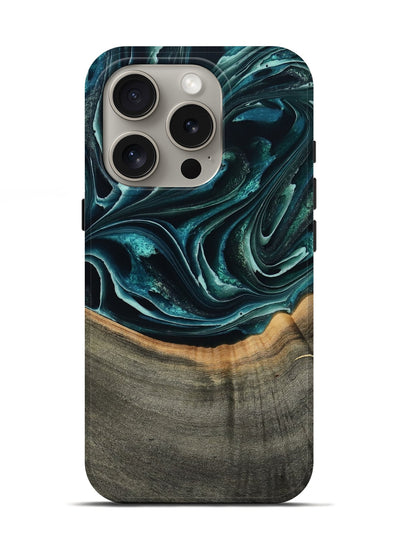 iPhone 16 Pro Wood Live Edge Phone Case - Birdie (Green, 801752)