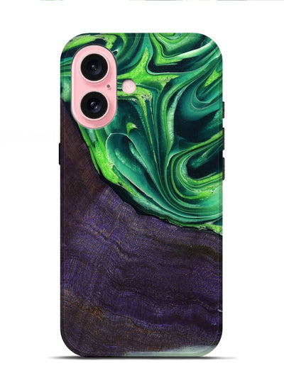 iPhone 16 Wood Live Edge Phone Case - Bjorn (Green, 801753)