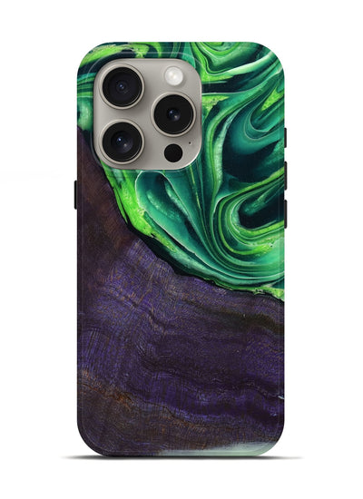 iPhone 16 Pro Wood Live Edge Phone Case - Bjorn (Green, 801753)