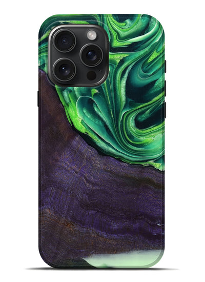 iPhone 16 Pro Max Wood Live Edge Phone Case - Bjorn (Green, 801753)