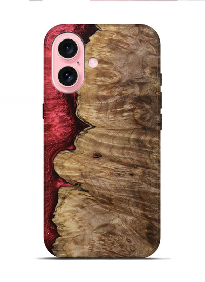iPhone 16 Wood Live Edge Phone Case - Susanna (Red, 801755)