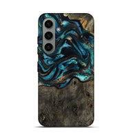 Galaxy S24 Wood Live Edge Phone Case - Daisie (Teal & Gold, 801757)