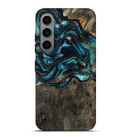 Galaxy S24 Plus Wood Live Edge Phone Case - Daisie (Teal & Gold, 801757)