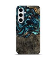 Galaxy S25 Wood Live Edge Phone Case - Daisie (Teal & Gold, 801757)