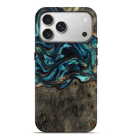 iPhone 17 Pro Max Wood Live Edge Phone Case - Daisie (Teal & Gold, 801757)