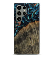 Galaxy S24 Ultra Wood Live Edge Phone Case - Ramon (Teal & Gold, 801758)