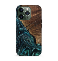 iPhone 13 Pro Wood Live Edge Phone Case - Allyssa (Blue, 801759)