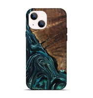 iPhone 14 Wood Live Edge Phone Case - Allyssa (Blue, 801759)