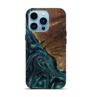 iPhone 14 Pro Wood Live Edge Phone Case - Allyssa (Blue, 801759)