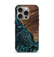 iPhone 16 Pro Wood Live Edge Phone Case - Allyssa (Blue, 801759)
