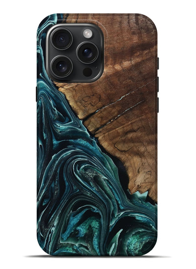 iPhone 16 Pro Max Wood Live Edge Phone Case - Allyssa (Blue, 801759)