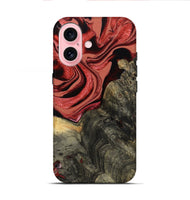 iPhone 16 Wood Live Edge Phone Case - Nona (Red, 801762)
