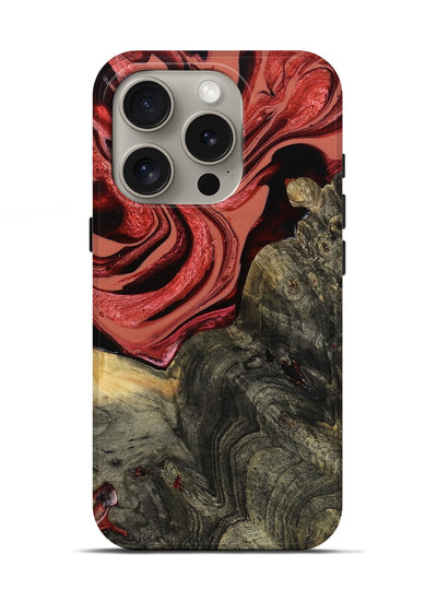 iPhone 16 Pro Wood Live Edge Phone Case - Nona (Red, 801762)