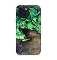 iPhone 15 Wood Live Edge Phone Case - Cletus (Green, 801766)
