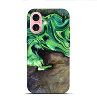 iPhone 16 Wood Live Edge Phone Case - Cletus (Green, 801766)