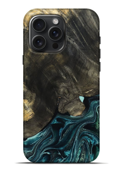 iPhone 16 Pro Max Wood Live Edge Phone Case - Katlin (Blue, 801767)