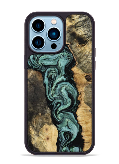 iPhone 14 Pro Max Wood Phone Case - Meaghan (Green, 801782)