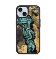 iPhone 15 Wood Phone Case - Meaghan (Green, 801782)
