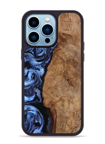 iPhone 14 Pro Max Wood Phone Case - Stephan (Blue, 801802)