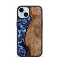 iPhone 15 Wood Phone Case - Stephan (Blue, 801802)