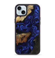 iPhone 15 Plus Wood Phone Case - Elva (Blue, 801805)