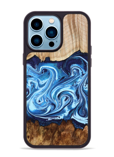 iPhone 14 Pro Max Wood Phone Case - Darlene (Blue, 801806)