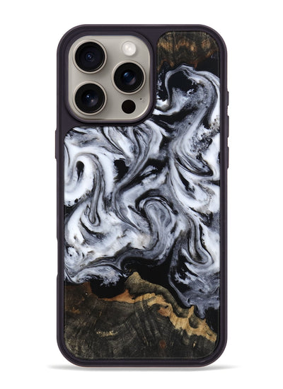 iPhone 16 Pro Max Wood Phone Case - Tressie (Black & White, 801871)