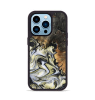 iPhone 14 Pro Wood Phone Case - Ocean (Black & White, 801872)