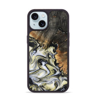 iPhone 15 Wood Phone Case - Ocean (Black & White, 801872)