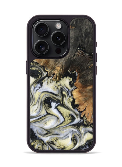 iPhone 15 Pro Wood Phone Case - Ocean (Black & White, 801872)